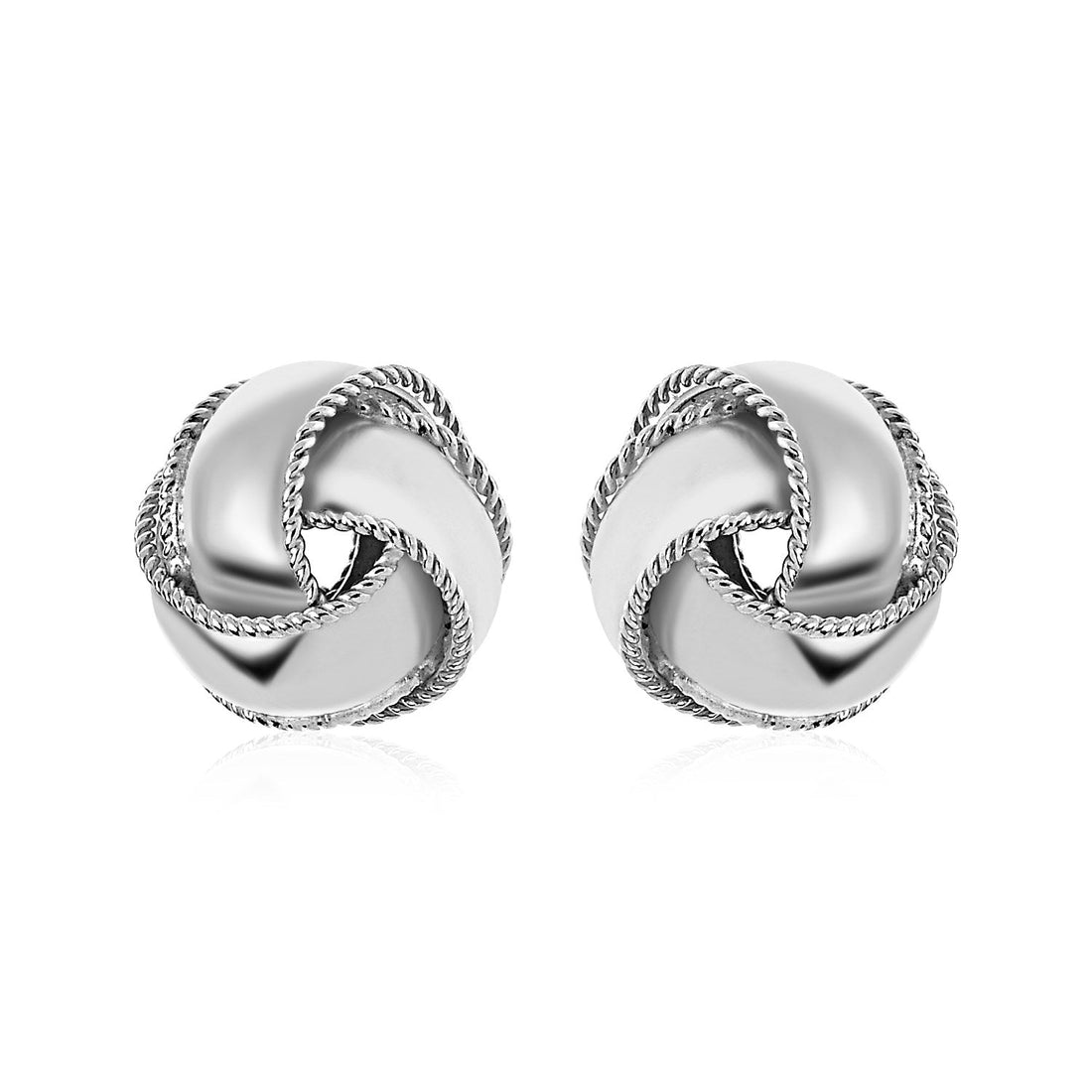 Textured and Polished Love Knot Earrings in Sterling Silver(13mm) - DestGlow