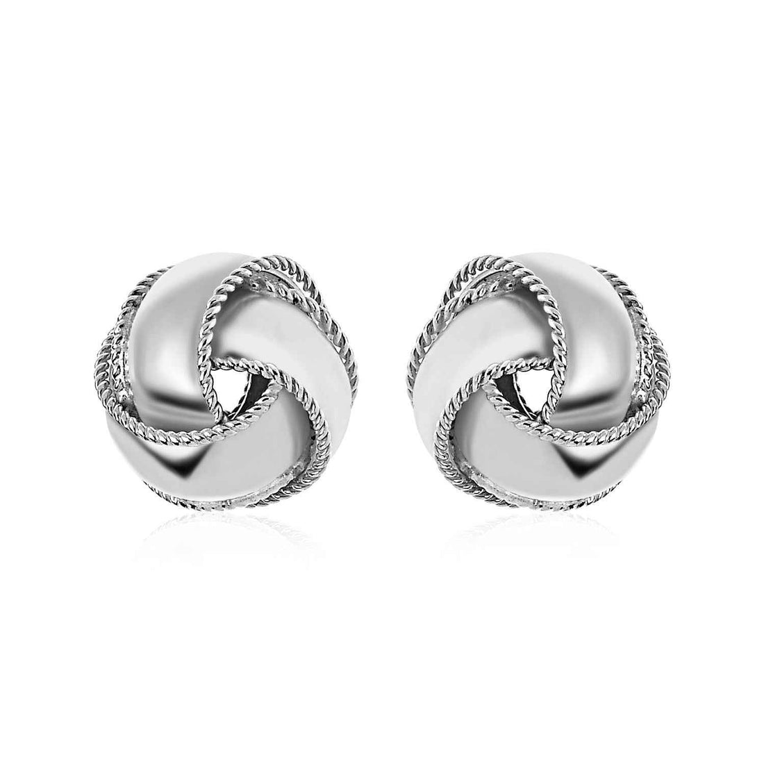 Textured and Polished Love Knot Earrings in Sterling Silver(13mm)
