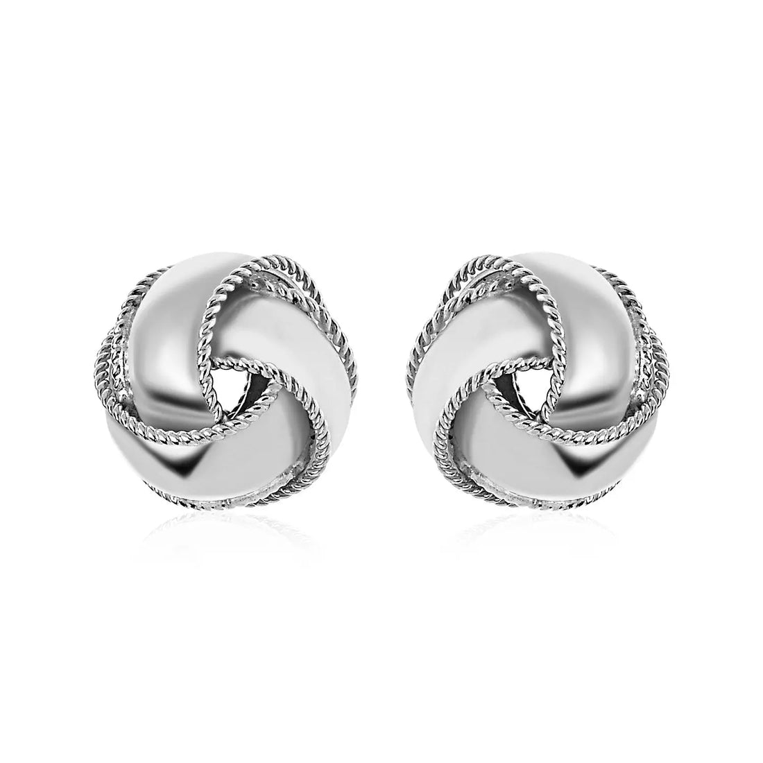 Textured and Polished Love Knot Earrings in Sterling Silver(13mm) 