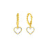 14k Two Tone Gold Beaded Hoop Earrings with Hearts - earrings