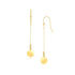 14k Yellow Gold Bead and Shiny Disc Drop Earrings - earrings