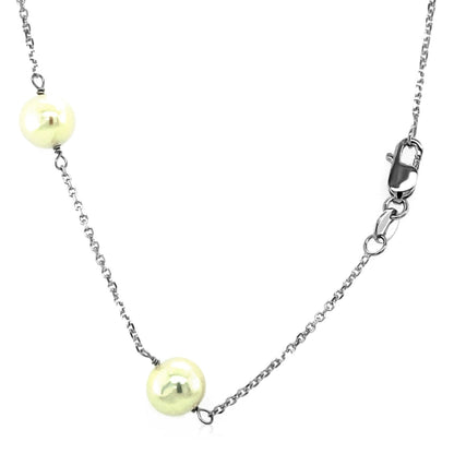 14k White Gold Necklace with White Pearls by Bids.com