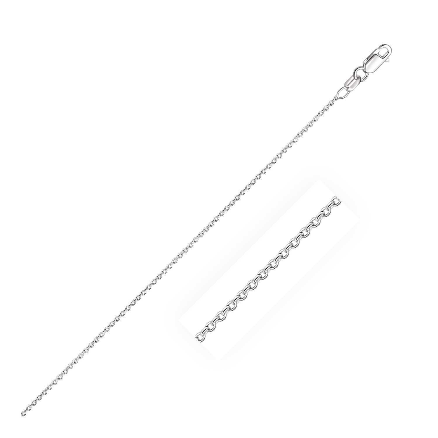 18k White Gold Round Cable Link Chain (0.97 mm)  DestGlow