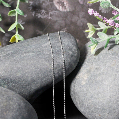 18k White Gold Round Cable Link Chain (0.97 mm)  DestGlow