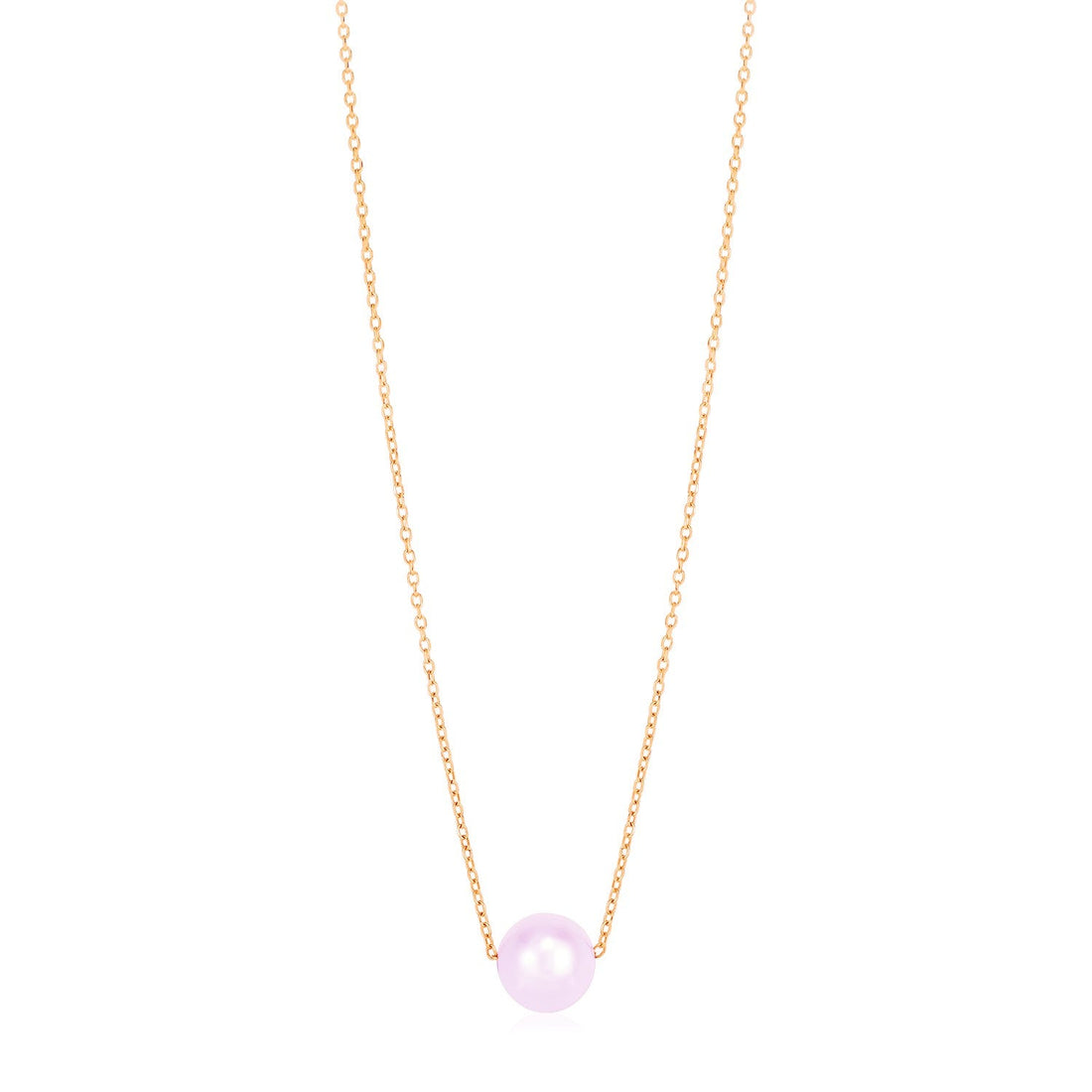 14k Rose Gold Pearl Solitaire Necklace