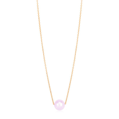 14k Rose Gold Pearl Solitaire Necklace