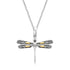 18k Yellow Gold and Sterling Silver Pendant in a Dragonfly Design 