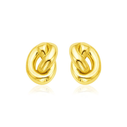 14k Yellow Gold Polished Knot Earrings by Bids.com