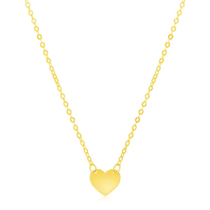 14k Yellow Gold Polished Mini Heart Necklace - necklaces