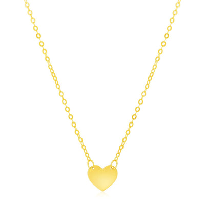 14k Yellow Gold Polished Mini Heart Necklace - necklaces