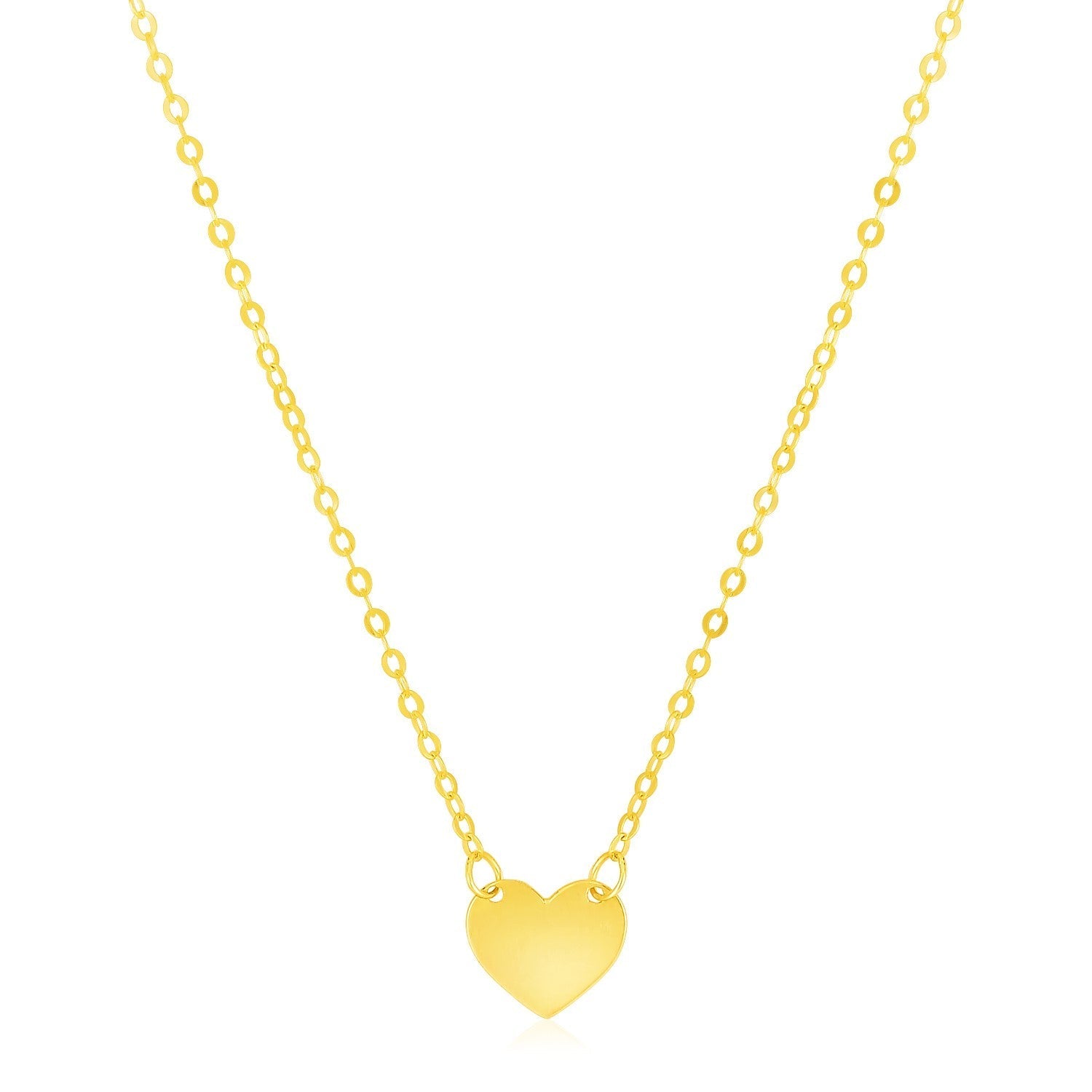 14k Yellow Gold Polished Mini Heart Necklace 