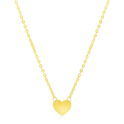 14k Yellow Gold Polished Mini Heart Necklace 