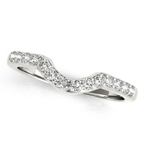 14k White Gold Pave Set Diamond Curved Wedding Band (1/4 cttw) by Bids.com