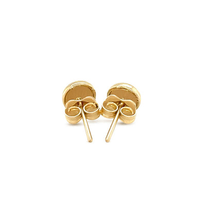 14k Yellow Gold Textured Circle Post Earrings - DestGlow