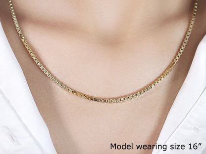 2.5mm 14k Yellow Gold Semi Solid Box Chain by Bids.com