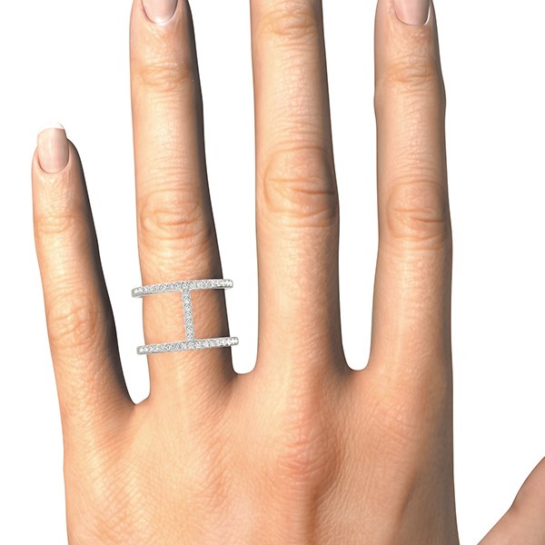 14k White Gold Dual Band Bridge Style Diamond Ring (3/8 cttw) by Bids.com