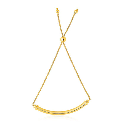 14k Yellow Gold Lariat Bracelet with Polished Curved Bar by Bids.com