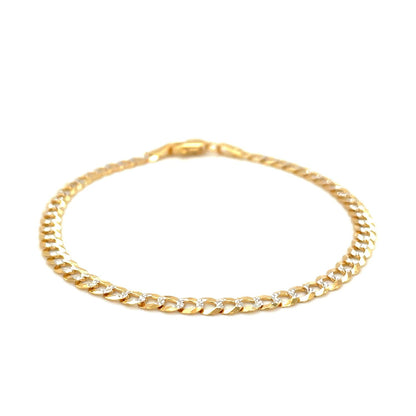 3.6mm 14k Two Tone Gold Pave Curb Bracelet by Bids.com