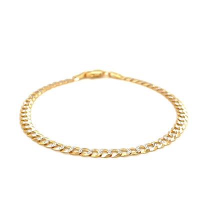 3.6mm 14k Two Tone Gold Pave Curb Bracelet 