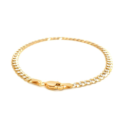 3.6mm 14k Two Tone Gold Pave Curb Bracelet by Bids.com
