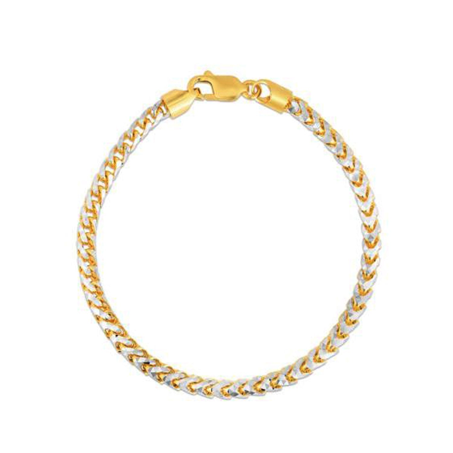 Round Pave Franco Chain Bracelet in 14k Yellow Gold  (4.00 mm)  DestGlow