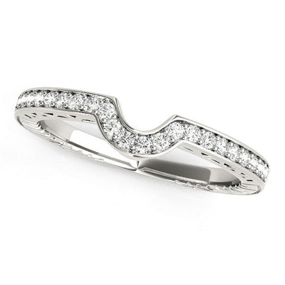14k White Gold Prong Set Curved Wedding Band (1/8 cttw) by Bids.com