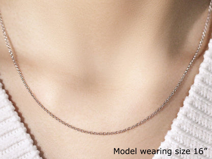14k White Gold Round Cable Link Chain 1.5mm by Bids.com