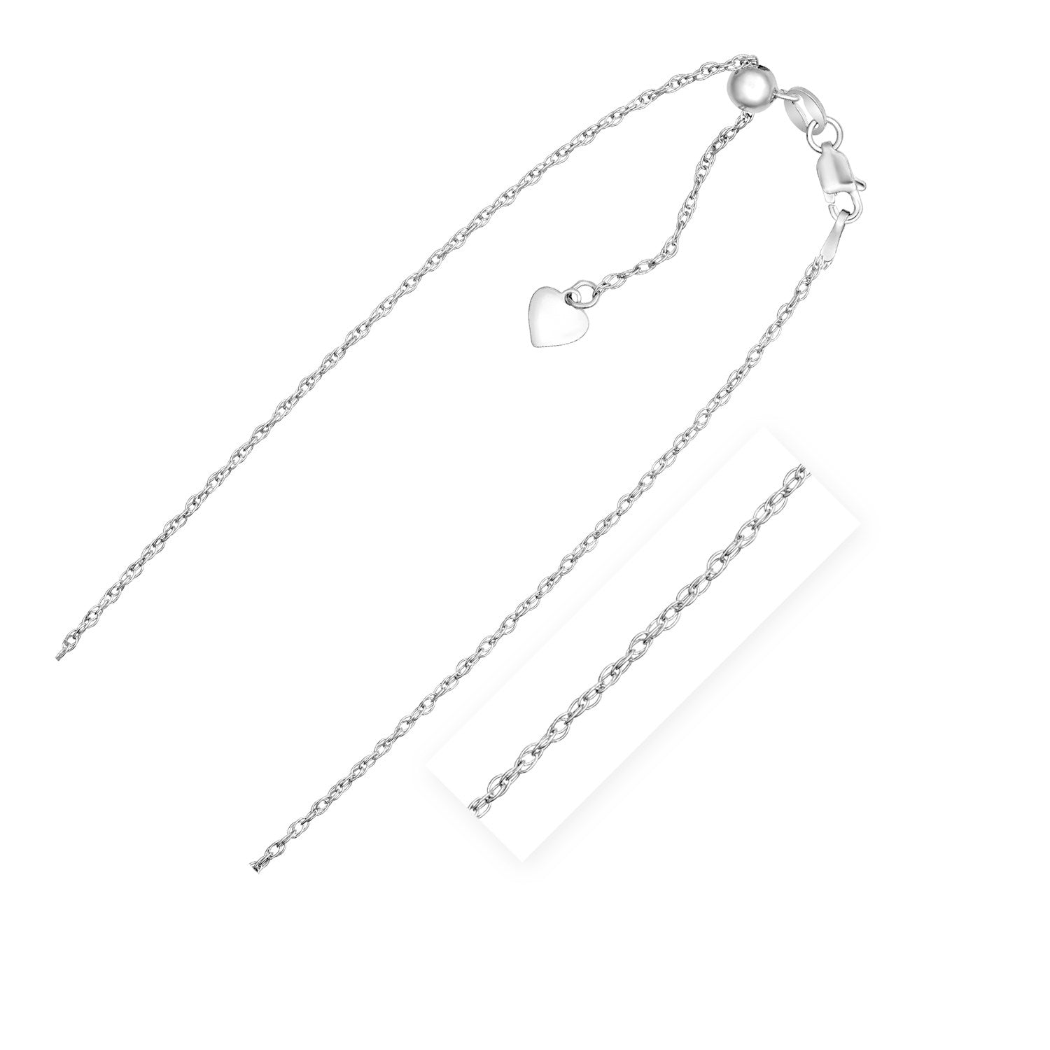 Sterling Silver 1.5 mm Adjustable Rope Chain by Avera Group