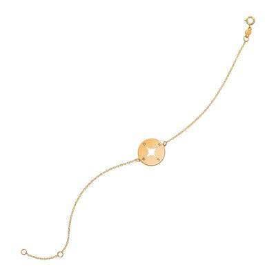 14k Yellow Gold 7 inch Bracelet with Compass - bracelets