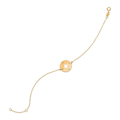 14k Yellow Gold 7 inch Bracelet with Compass by Bids.com