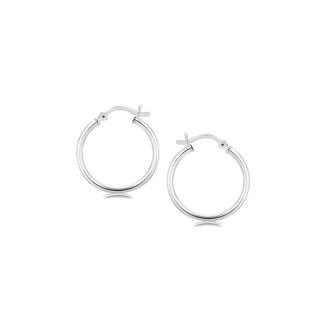Sterling Silver Polished Thin Hoop Earrings with Rhodium Plating (20mm) by Bids.com