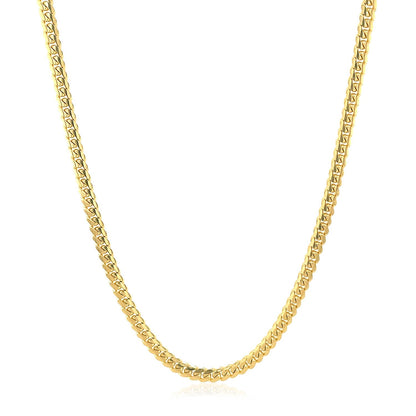 2.6mm 14k Yellow Gold Classic Solid Miami Cuban Chain by Bids.com
