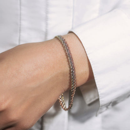 10k Tri-Toned Gold Multi-Strand Rope Chain Bracelet (6.35 mm) by Bids.com