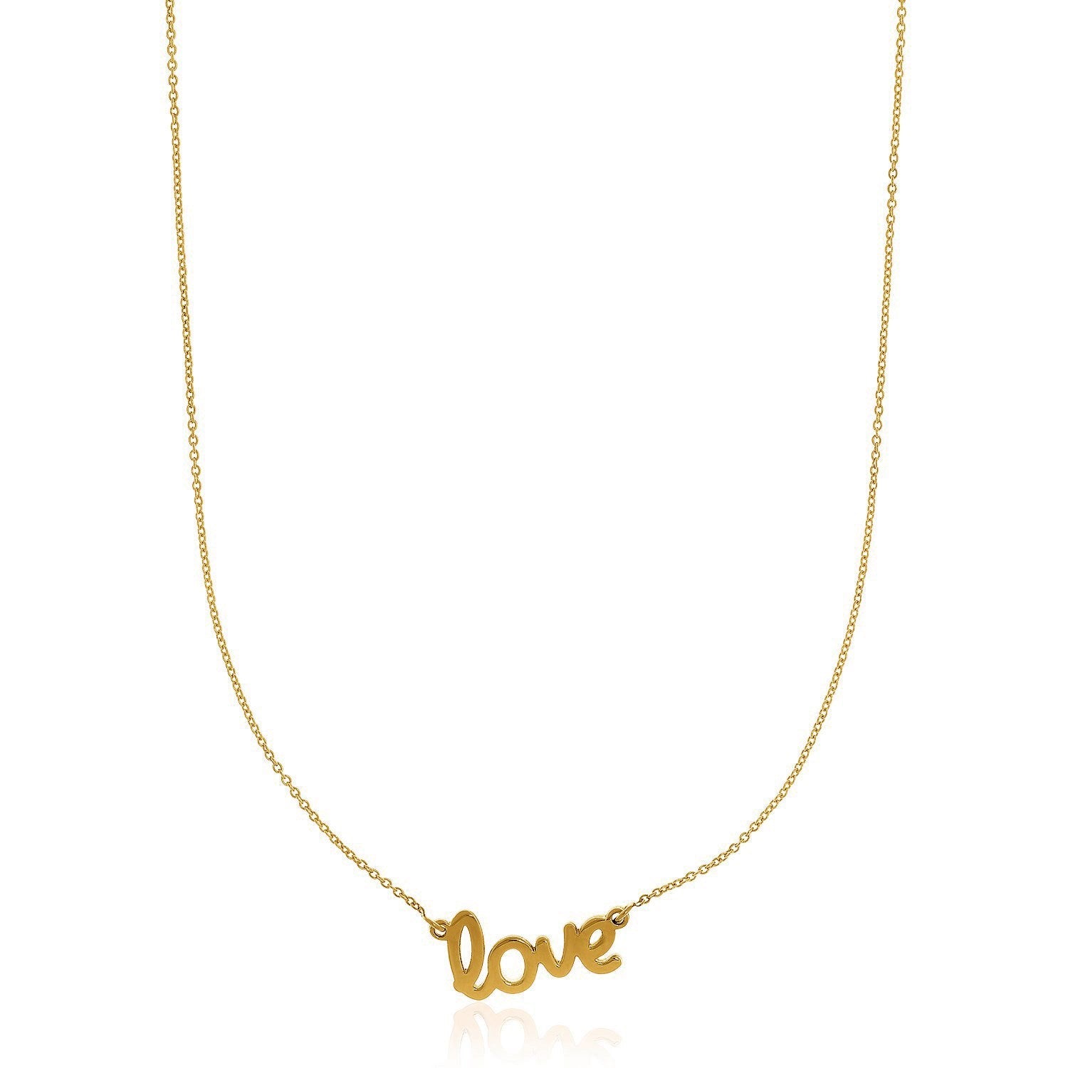 14k Yellow Gold Script LOVE Necklace by Bids.com