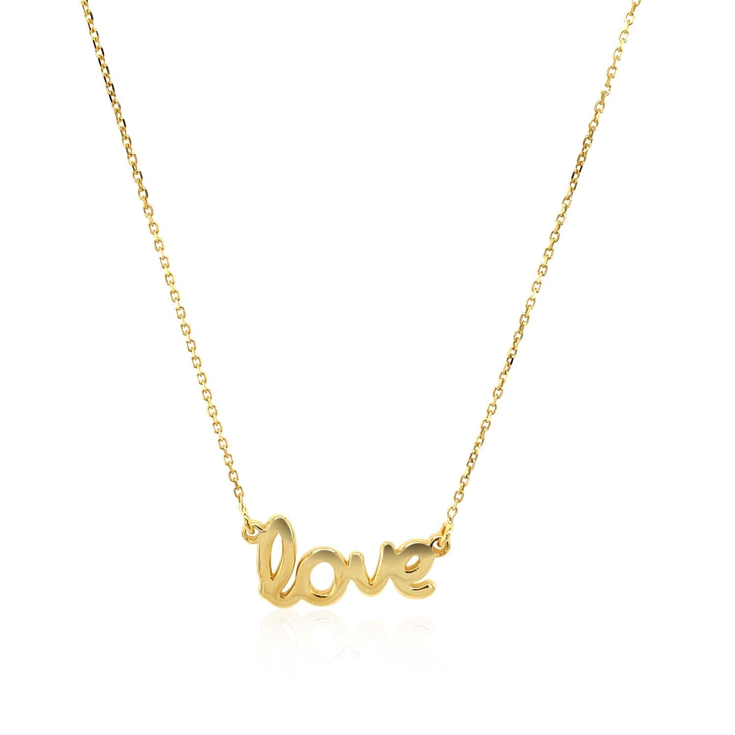 14k Yellow Gold Script LOVE Necklace by Bids.com
