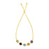 Adjustable Bracelet with Multicolored Large Round Gemstones in 14k Yellow Gold (1.00 mm) by Avera Group