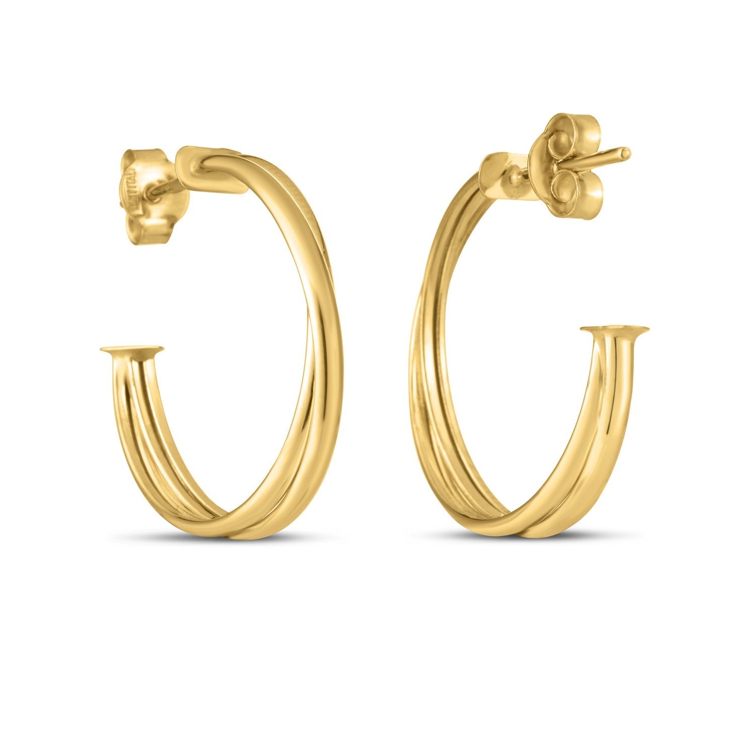 14k Yellow Gold Large Crossover Hoops by Bids.com