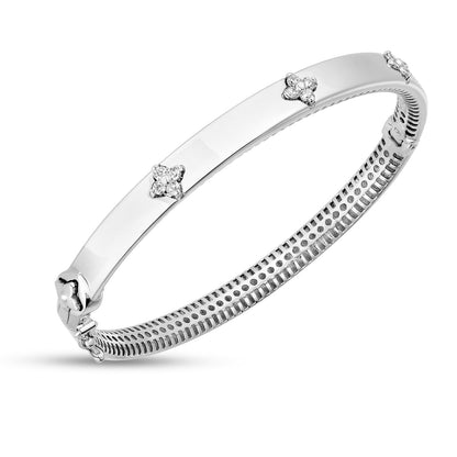 14k White Gold Trilogy Diamond Bangle (5.40 mm) by Bids.com