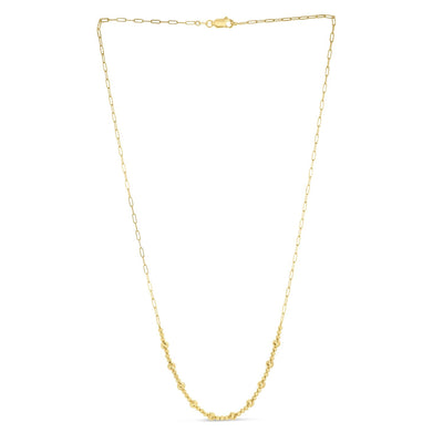 14k Yellow Gold Bead Paperclip Necklace