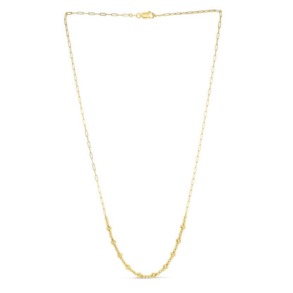 14k Yellow Gold Bead Paperclip Necklace 