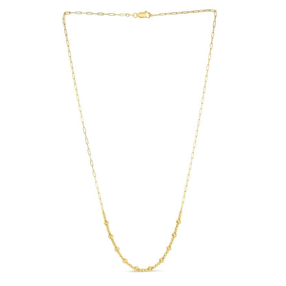 14k Yellow Gold Bead Paperclip Necklace by Bids.com
