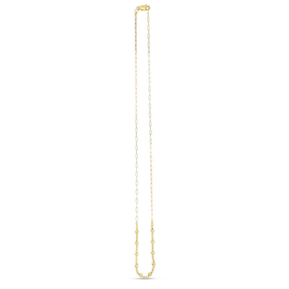 14k Yellow Gold Bead Paperclip Necklace 