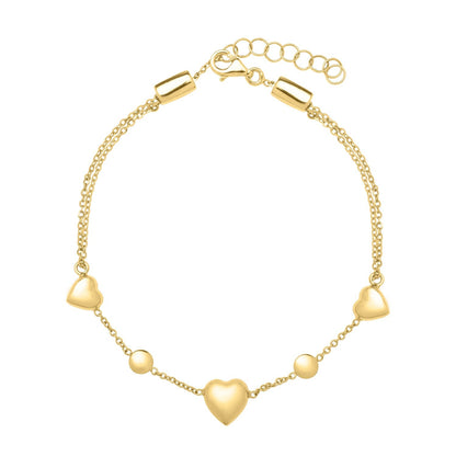 14k Yellow Gold Puff Heart Adjustable Anklet by Bids.com