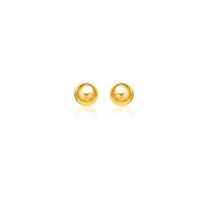 14k Yellow Gold Spherical Stud Earrings (8mm) - earrings