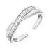 Toe Ring with Crossover Motif in Sterling Silver with Cubic Zirconia 