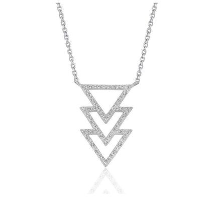 Triple Triangle Pendant with Diamonds in 14k White Gold (1/5 cttw) by Bids.com