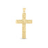 14k Yellow Gold High Polish Textured Cross Pendant - necklaces