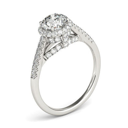 14k White Gold Round Cut Pave Set Shank Diamond Engagement Ring (1 3/8 cttw) by Bids.com
