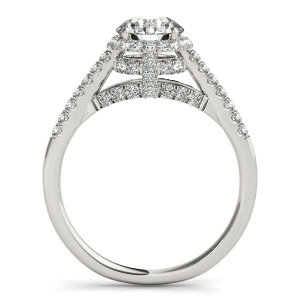 14k White Gold Round Cut Pave Set Shank Diamond Engagement Ring (1 3/8 cttw) by Bids.com
