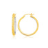 Two-Tone Yellow and White Gold Petite Patterned Hoop Earrings(3x25mm) - DestGlow